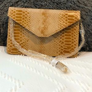 Faux Snakeskin Slim Purse - crossbody or clutch